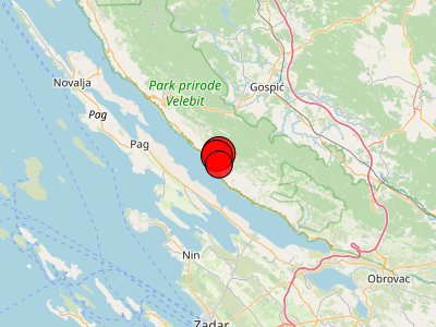 Tri slaba potresa na Velebitu